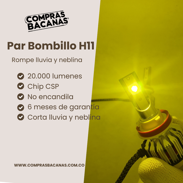 COMBO PAR BOMBILLOS LED H4 + PAR BOMBILLOS LED H11 CORTA NIEBLA - 20.000  LUMENES SIN ENCANDILAR