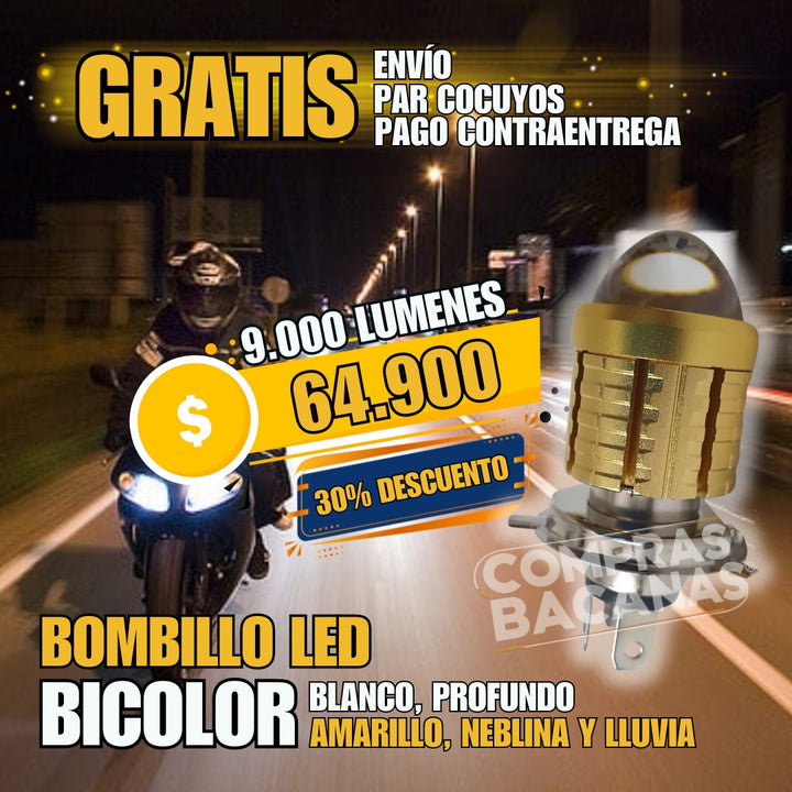 BOMBILLO LED  dual color H4 OFERTA EXCLUSIVA GRATIS par de COCUYOS LED